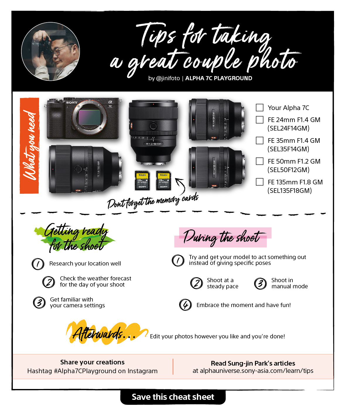 Tips for taking a great couple photo Cheat Sheet